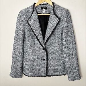 Karl Lagerfeld Tweed Blazer Jacket Size 10 Business Timeless Career Classic f94